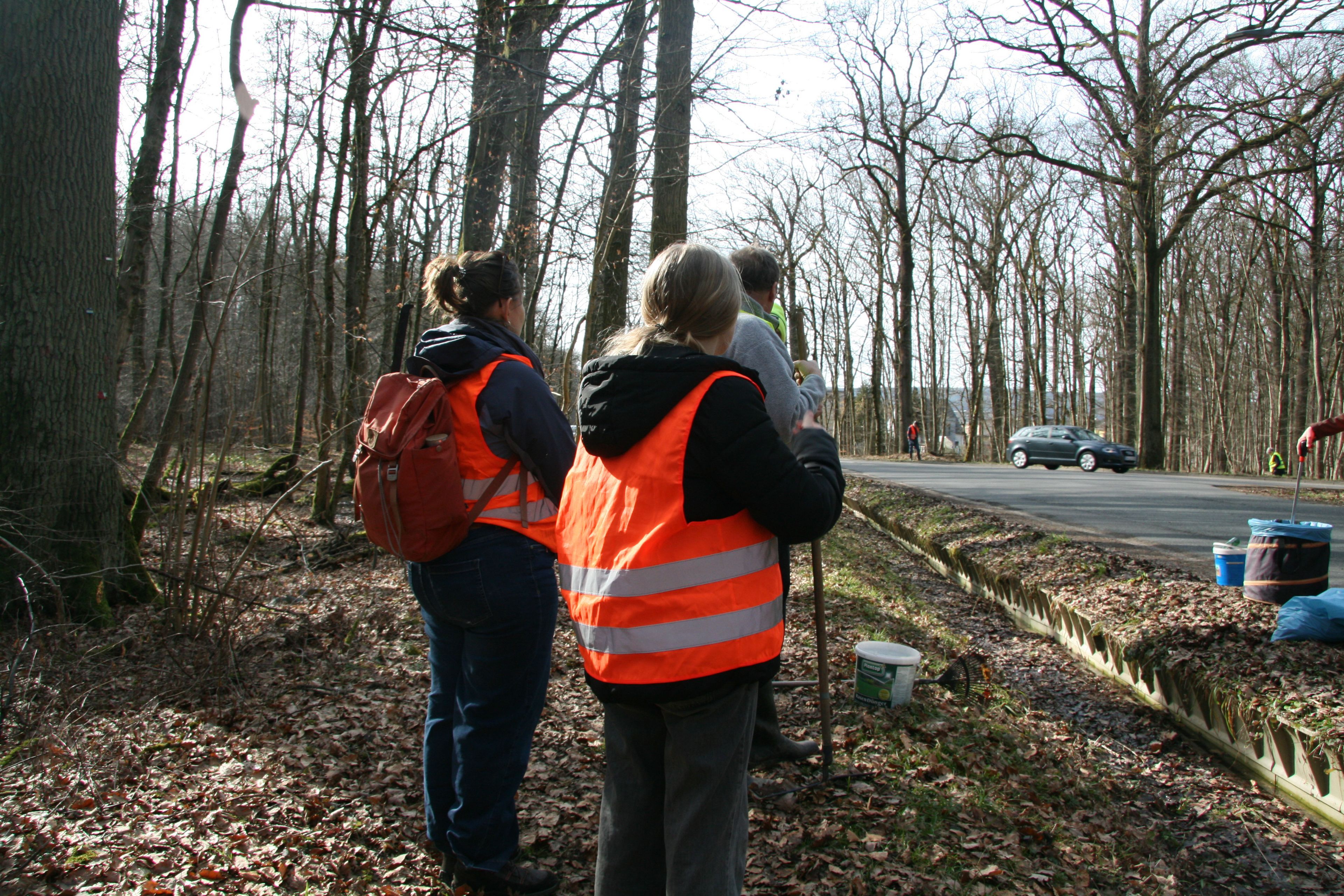 Helfer am Amphibienleitsystem Örtelbergweiher
