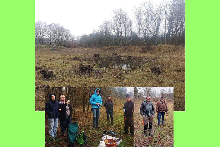Dez. 2021 "Geschützter Landschaftsbestandteil Körner-Sandgrube nach Biotoppflege Teichgruppe BN-OG-Neunkirchen a.Br. u.U." Fotos: Karin Weber, Günter Schulze Vowinkel-Schwedler; die Aktiven v.l.n.r.: Anna u. Karin Weber, Dirk Petersen, Sandra Kramps, H Dez. 2021 "Geschützter Landschaftsbestandteil Körner-Sandgrube nach Biotoppflege Teichgruppe BN-OG-Neunkirchen a.Br. u.U." Fotos: Karin Weber, Günter Schulze Vowinkel-Schwedler; die Aktiven v.l.n.r.: Anna u. Karin Weber, Dirk Petersen, Sandra Kramps, Helmut Weber, Holger Kotouc u. Günter Schulze Vowinkel-Schwedler