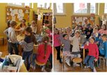 19.02.2020 Bau Insektenwohnungen Dormitzer Trafohaus; stolze Fachleute, die Kinder der Mittagsbetreuuung Dormitz, erstellen mit Erzieherin u. Karin Weber (rechts) Nisthilfen für die Insektenwand; Fotos: Andrea Reuth