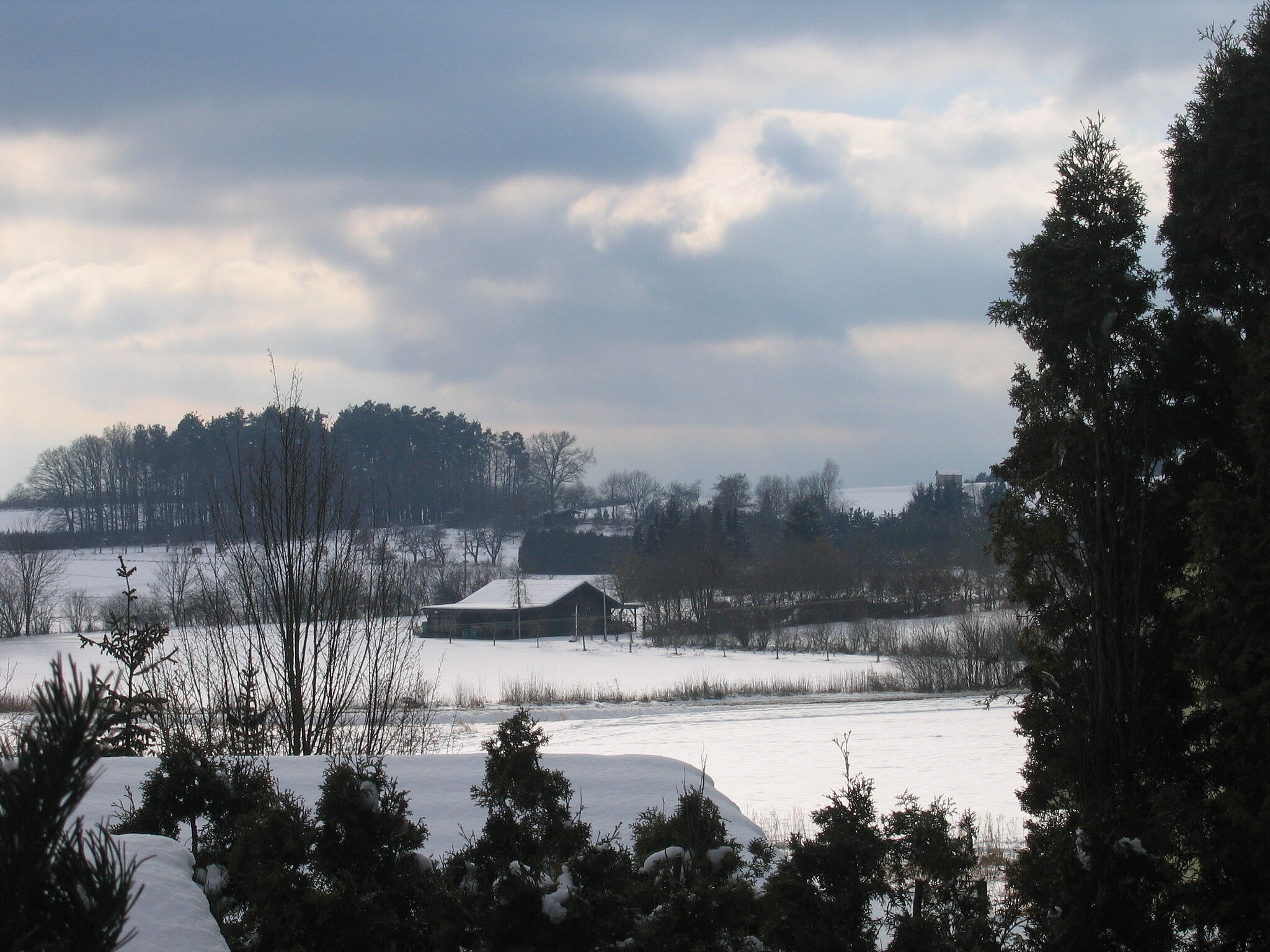 BN-Neunkirchen a. Br. u. U., Februar 2024, 15-jährige Rückschau zu noch längeren Winter-Schneelagen im südlichen Ebersbachtal, Blick zum Rosenbacher Berg – vor nur 40 Jahren war dort noch mehrwöchiger Langlauf möglich. Foto: Bernhard Birnfeld